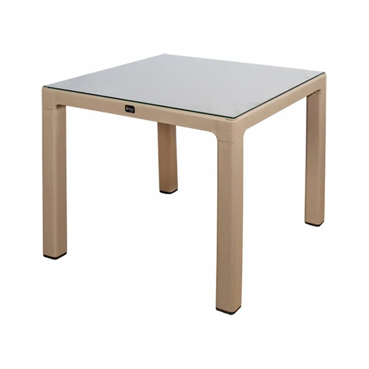 Tavolo moderno da giardino esterno bar dehors con vetro 90x90cm tortora Cesare