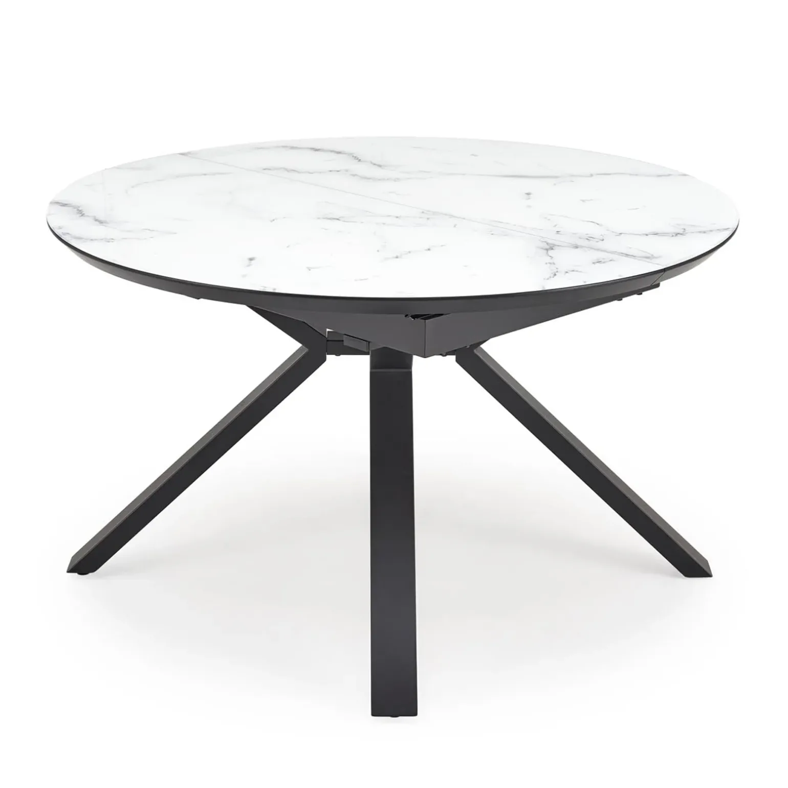 Tavolo rotondo allungabile 130/180cm vetro effetto marmo bianco nero Galact