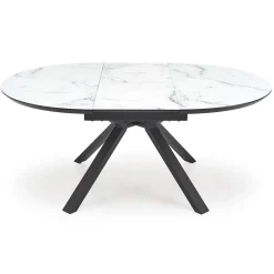Tavolo rotondo allungabile 130/180cm vetro effetto marmo bianco nero Galact