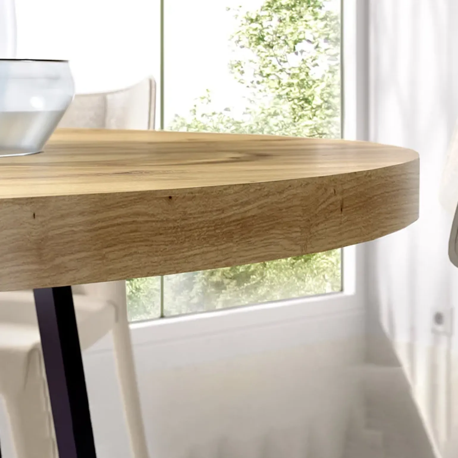 Tavolo rotondo 120cm legno rovere e gambe nere Redondo