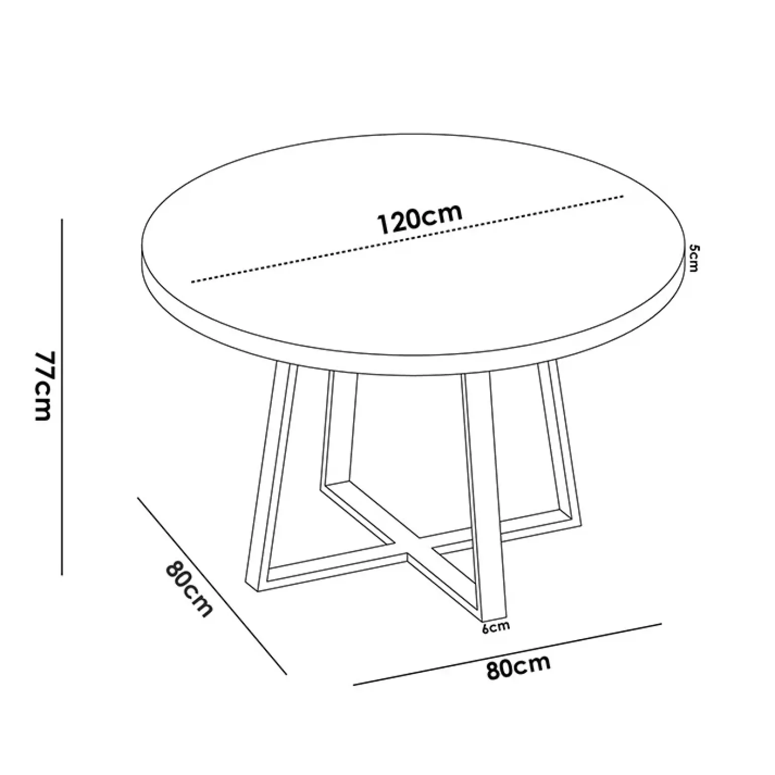 Tavolo rotondo 120cm legno rovere e gambe nere Redondo