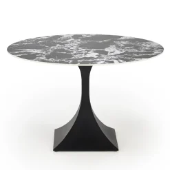 Tavolo rotondo 120cm moderno effetto marmo nero Anul