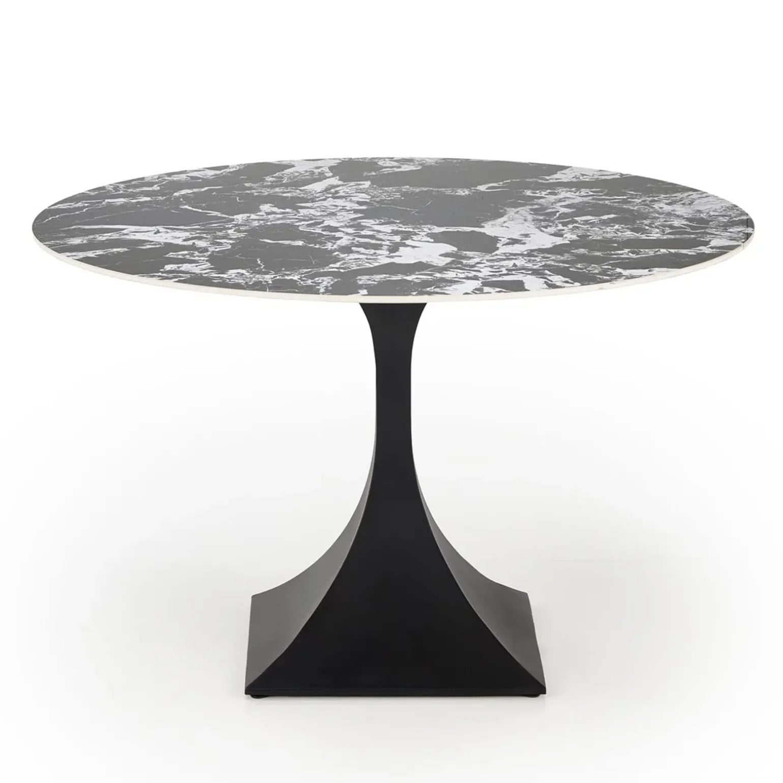Tavolo rotondo 120cm moderno effetto marmo nero Anul