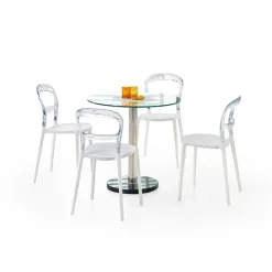 Tavolo rotondo in vetro moderno 80x80cm acciaio cromato Penelope
