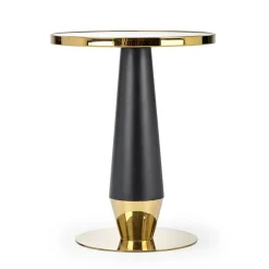 Tavolo rotondo moderno 59x74cm marmo nero oro Lugana