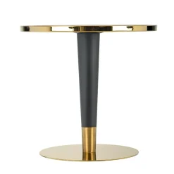 Tavolo rotondo moderno 79x74cm marmo bianco nero oro Barbera