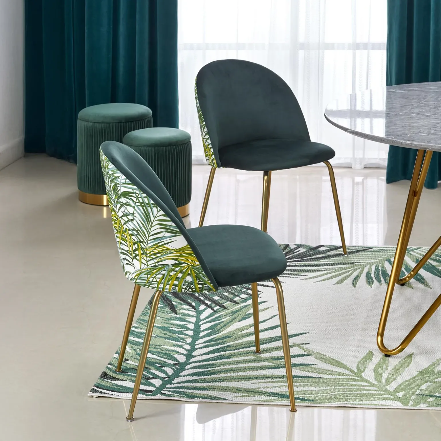 Tavolo rotondo 120x120cm moderno effetto marmo grigio acciaio oro Arak