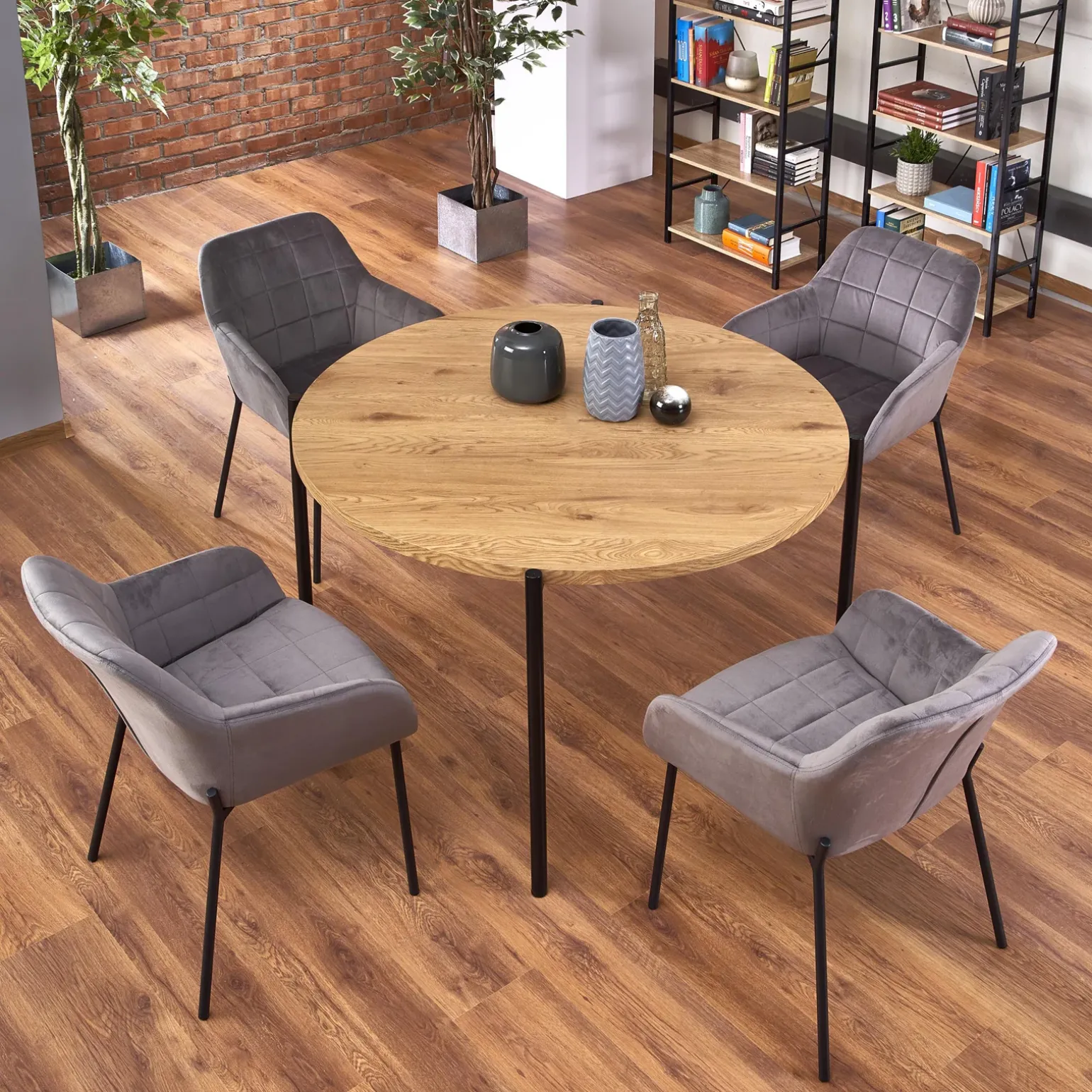 Tavolo rotondo 120x120cm moderno rovere nero Orchidea