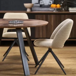 Tavolo rotondo 120x120cm moderno rovere noce nero Camomilla