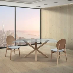 Tavolo 160x90 cm da interno in vetro rovere Edra