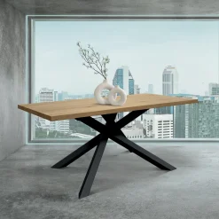 Tavolo 180x90 cm rovere rustico metallo Gaya
