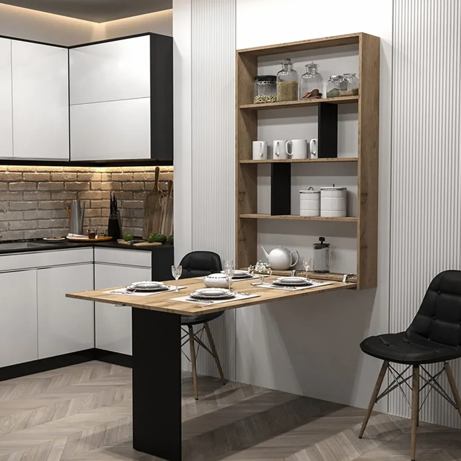 Tavolo 135x203cm a scomparsa moderno rettangolare rovere nero Hope