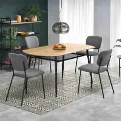 Tavolo 160x90cm da pranzo moderno rovere dorato nero Wilson