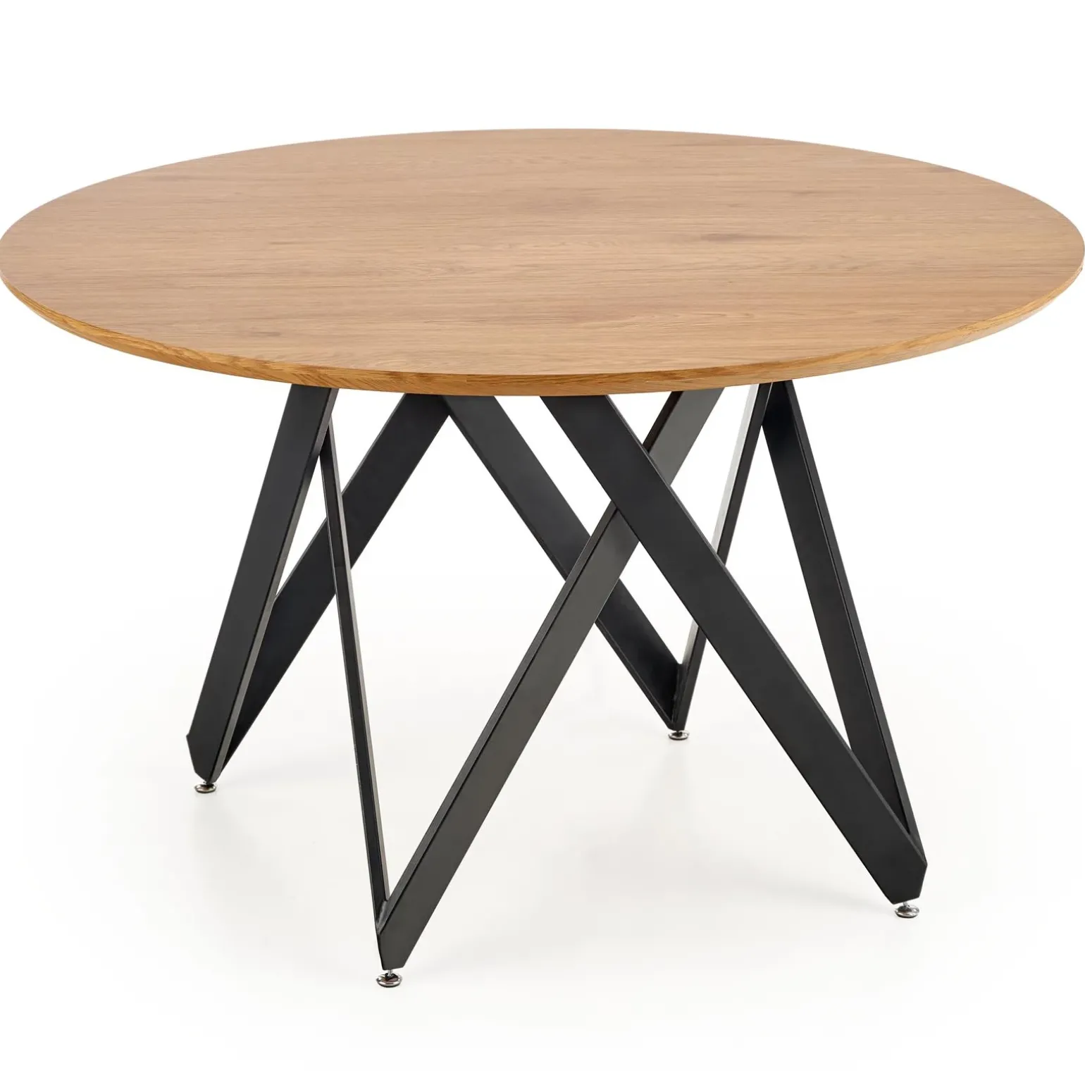 Tavolo 120x120cm da pranzo rotondo rovere miele acciaio nero Edessa