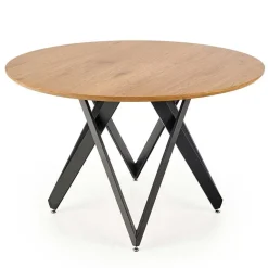 Tavolo 120x120cm da pranzo rotondo rovere miele acciaio nero Edessa