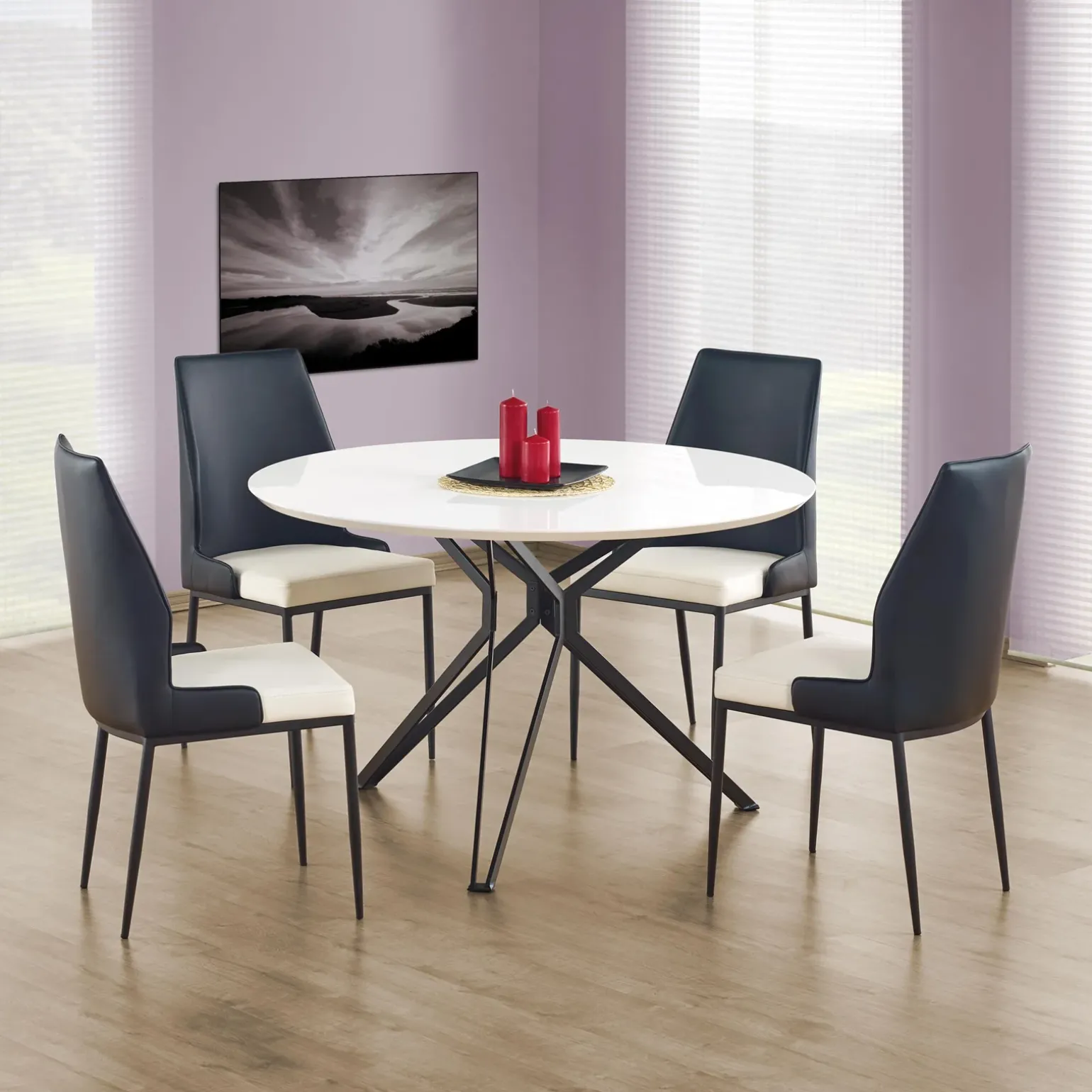 Tavolo 120x120cm da pranzo rotondo bianco nero Margherita Gihome®