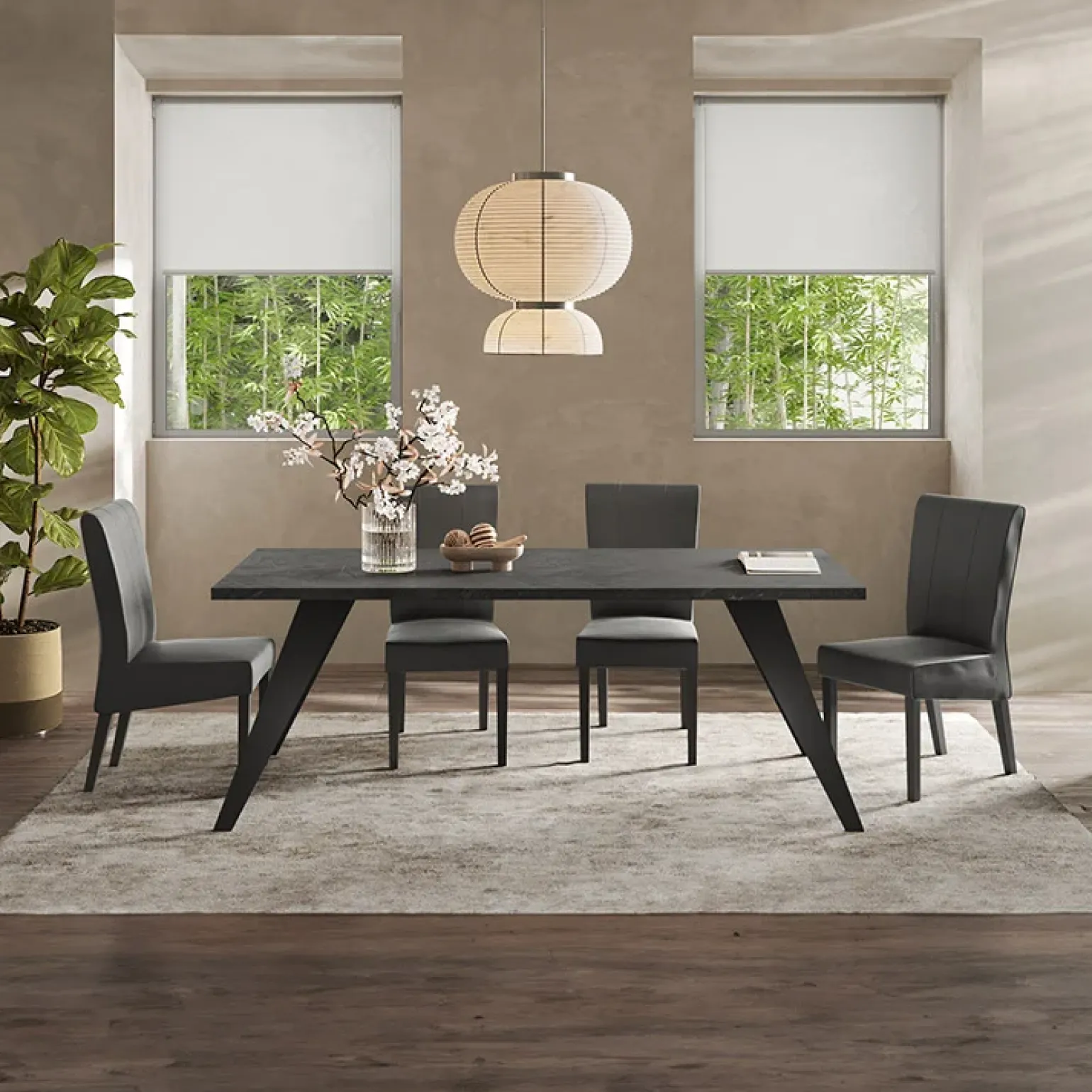 Tavolo 210x90cm grigio scuro gambe in metallo Jonson