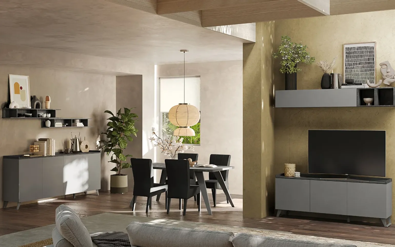 Tavolo 180x90cm grigio scuro gambe in metallo Jonson