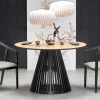 Tavolo 120x120cm rotondo da pranzo rovere chiaro nero Reno