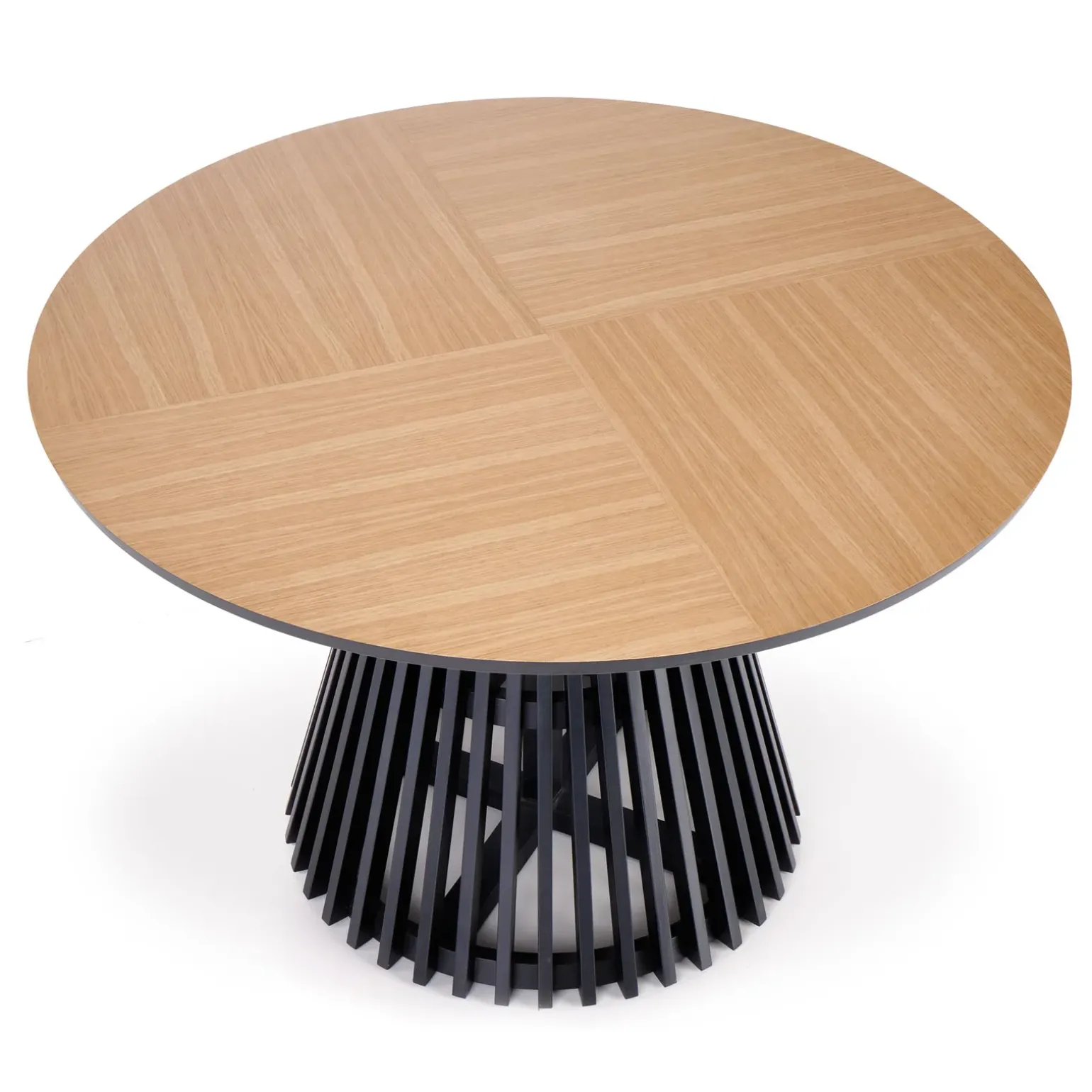 Tavolo 120x120cm rotondo da pranzo rovere chiaro nero Reno
