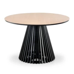 Tavolo 120x120cm rotondo da pranzo rovere chiaro nero Reno
