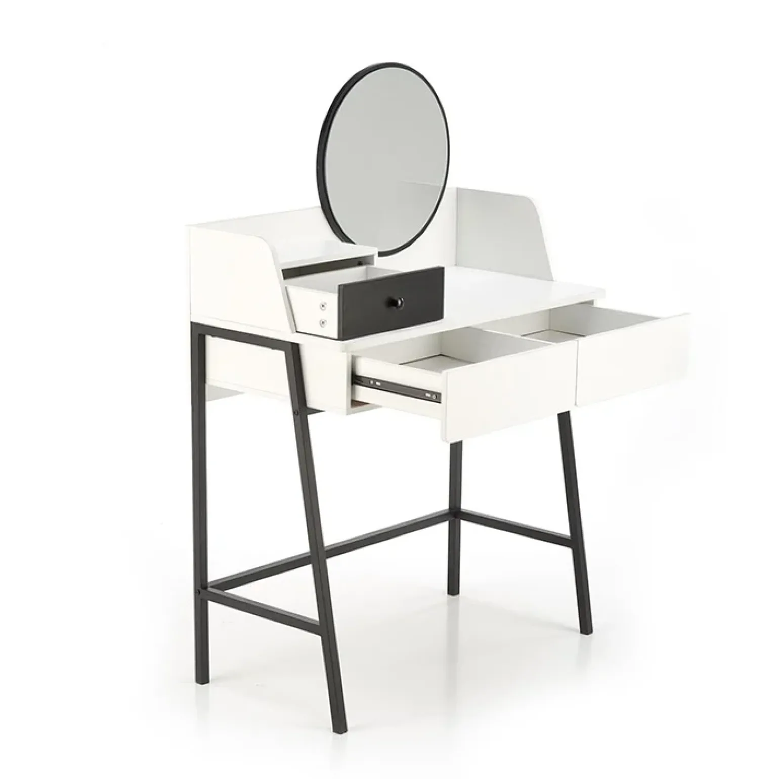 Toeletta da trucco con specchio 80x120cm bianco nero Miralda