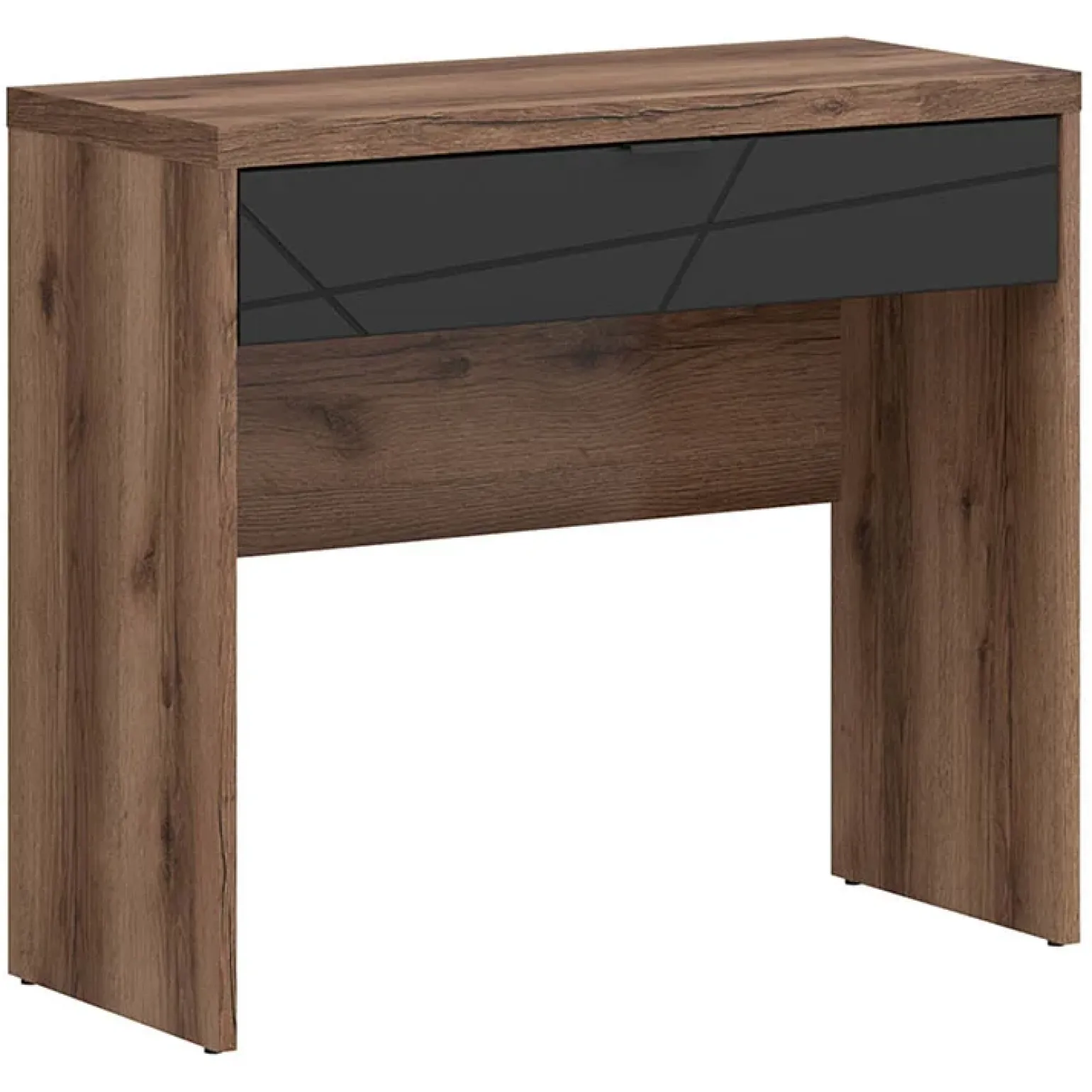 Toletta trucco consolle 90x80cm rovere scuro nero opaco Elin