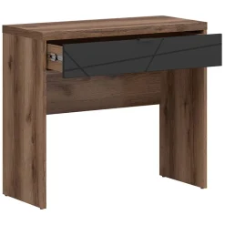 Toletta trucco consolle 90x80cm rovere scuro nero opaco Elin
