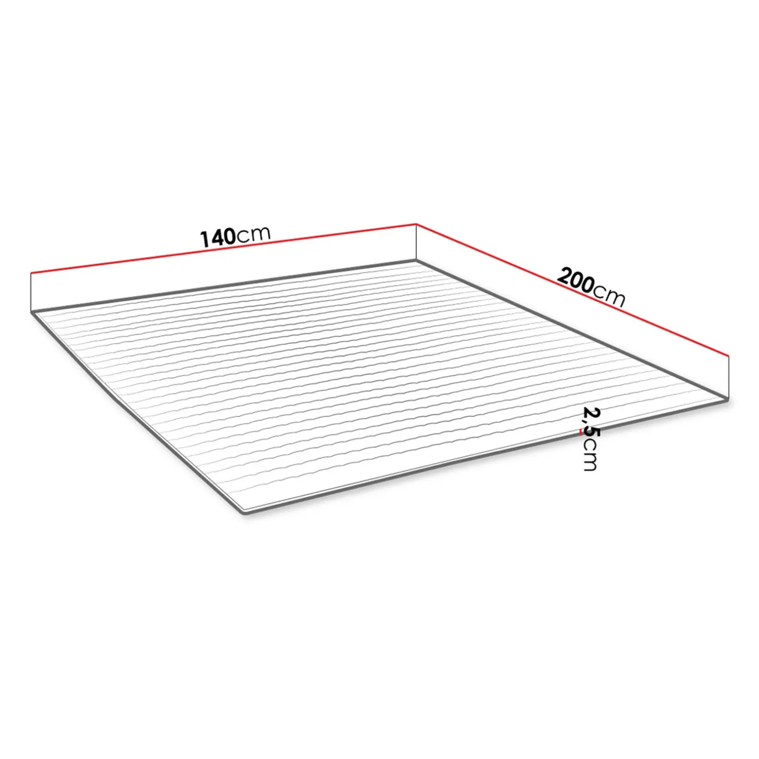 Topper alla francese 140x200cm trapuntato imbottito con elastici bianco Corsica