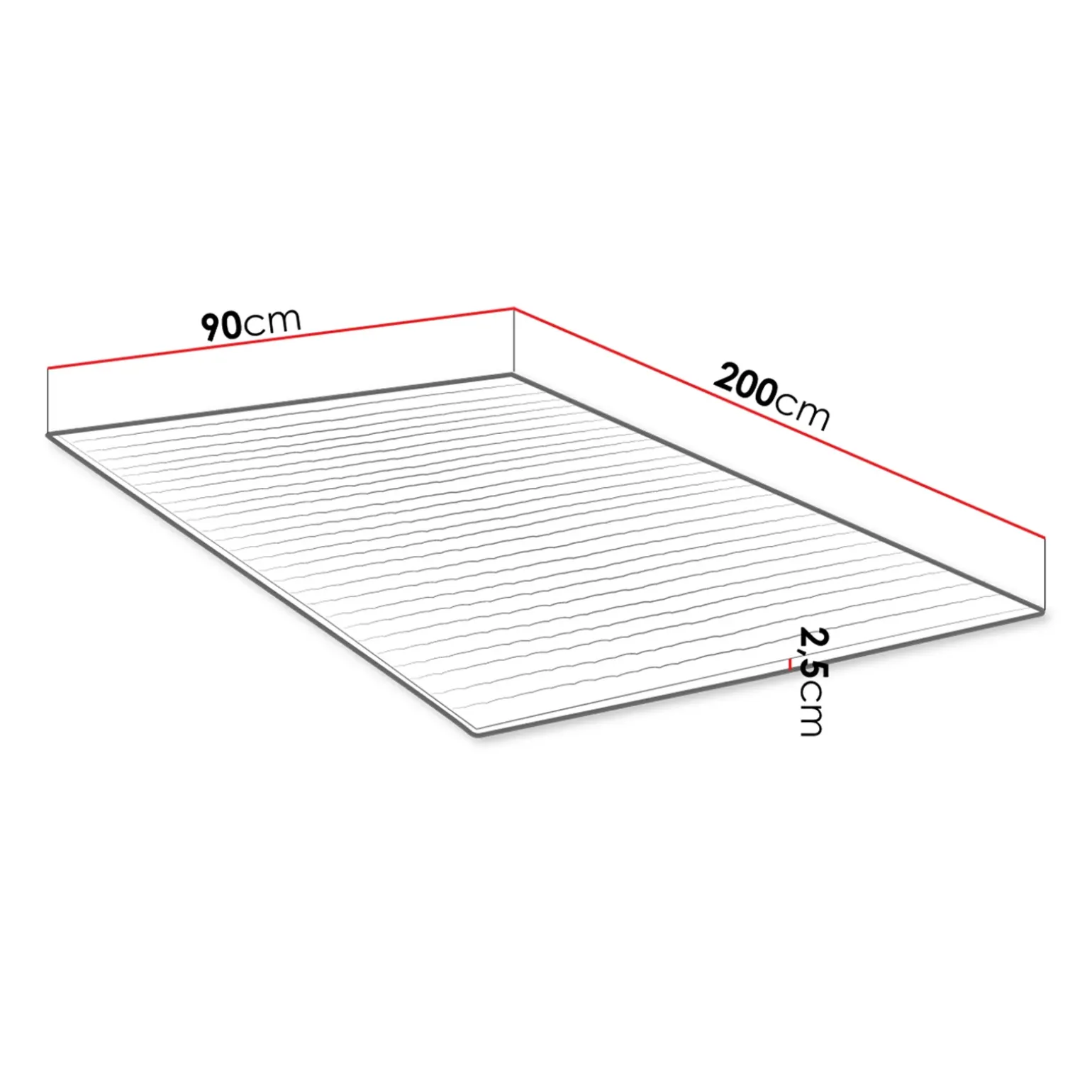 Topper singolo 90x200cm trapuntato imbottito con elastici bianco Corsica