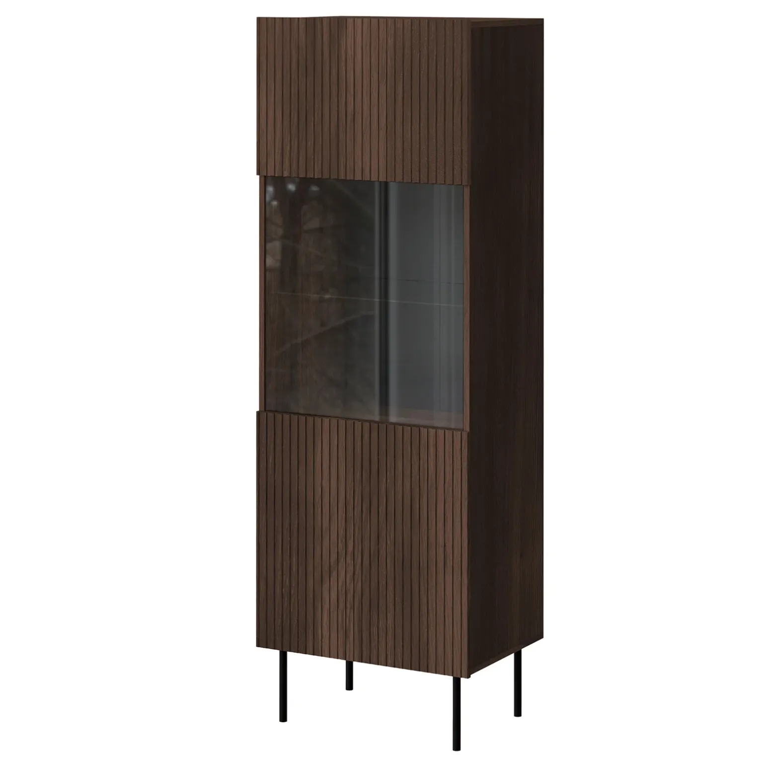 Vetrina alta 60x183h cm 1 anta 2 vani a giorno noce cannettato Gabiot
