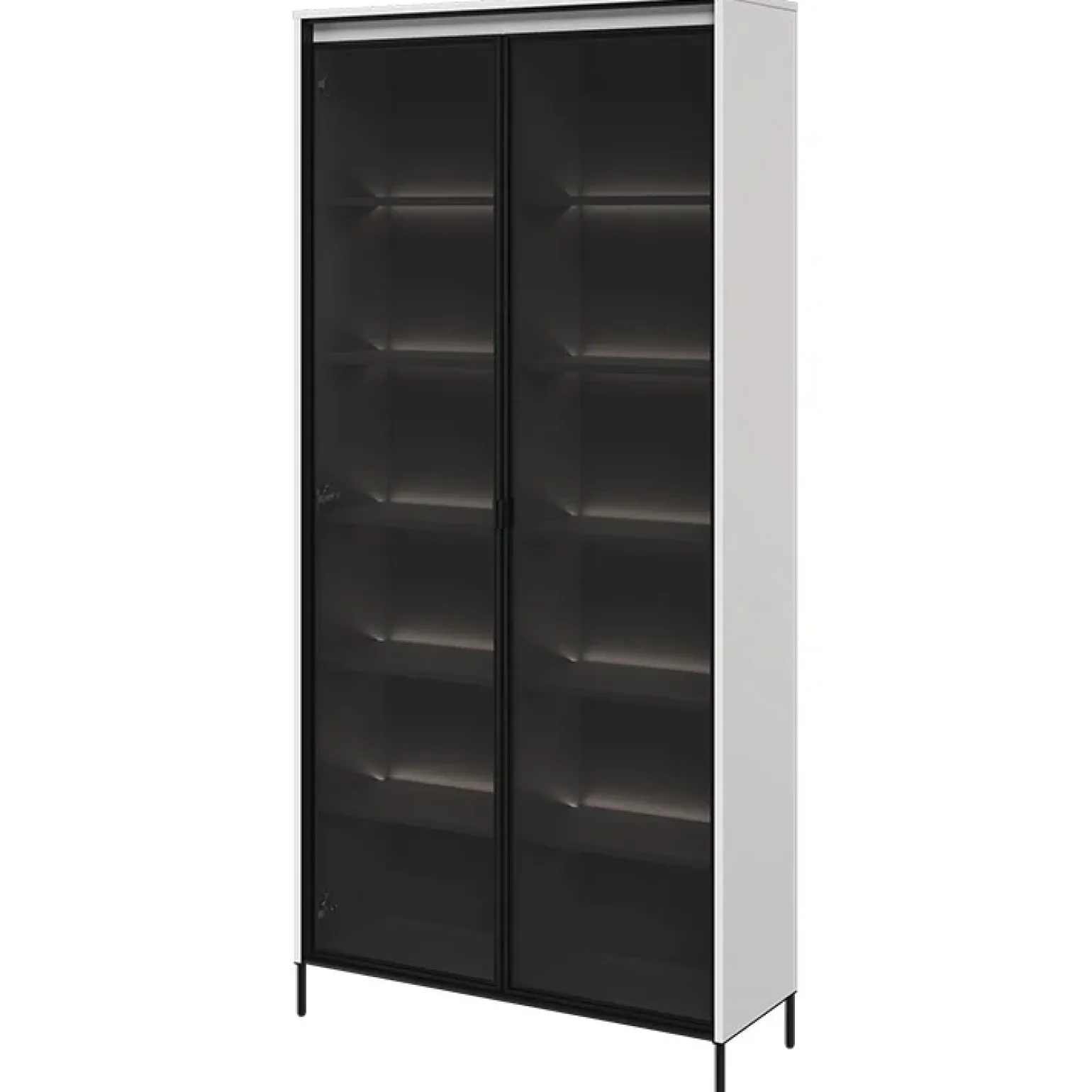 Vetrina alta 92x196h cm 2 ante led bianco opaco nero Camelia