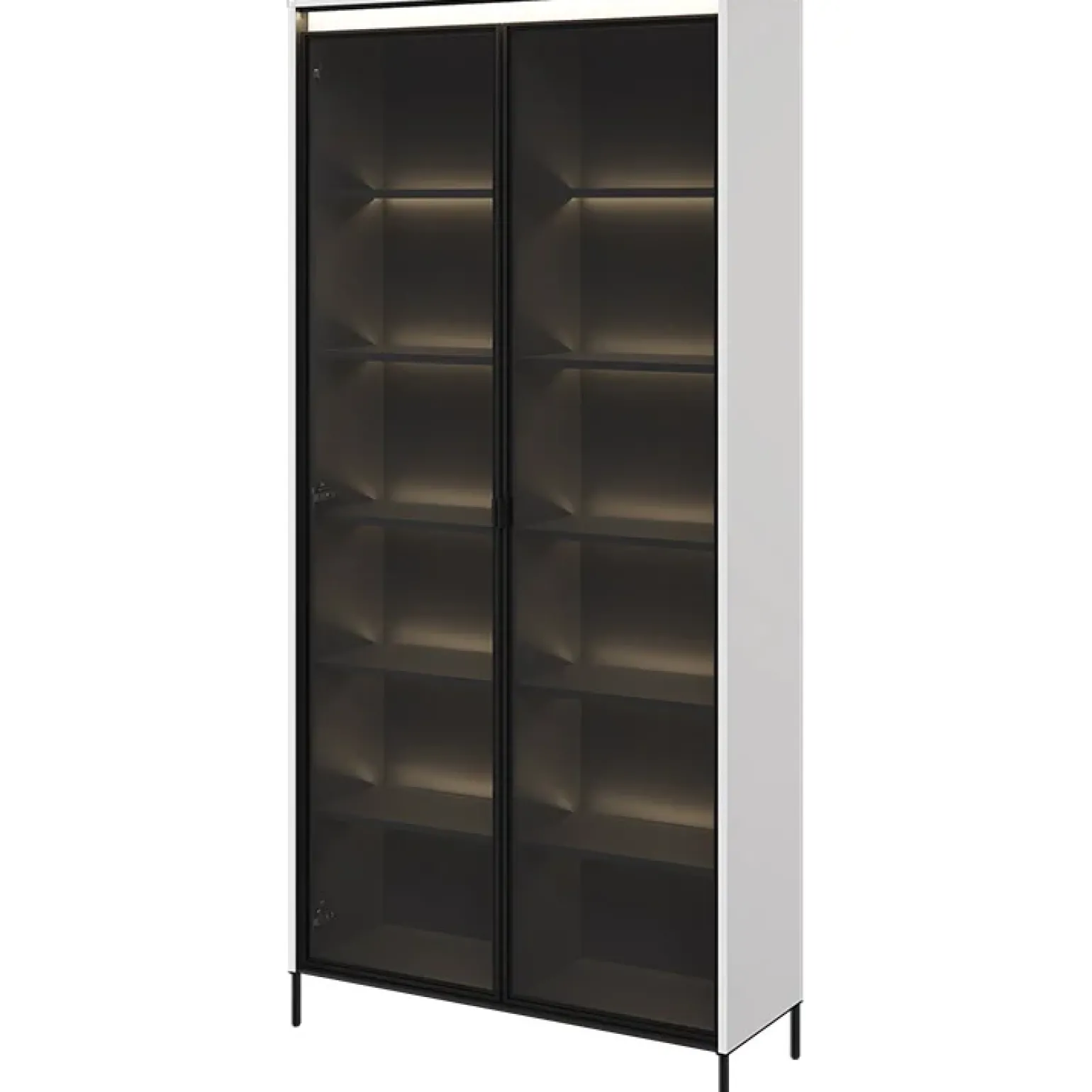 Vetrina alta 92x196h cm 2 ante led bianco opaco nero Camelia