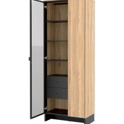Vetrina alta 73x196h cm 2 ante rovere nero Alabaster