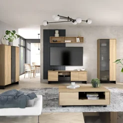 Vetrina alta 73x196h cm 2 ante rovere nero Alabaster
