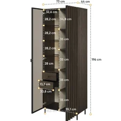 Vetrina alta 73x196h cm 2 ante led wengè Blackwood