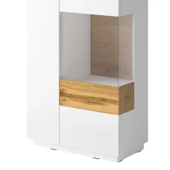 Vetrina bassa 80x139h cm 2 ante destra bianco lucido rovere Bahama