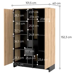 Vetrina bassa 102x152h cm 2 ante 2 cassetti interni rovere nero Alabaster