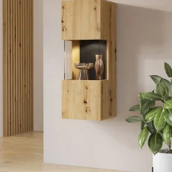 Vetrina sospesa 36x95h cm da parete rovere nero Fusion