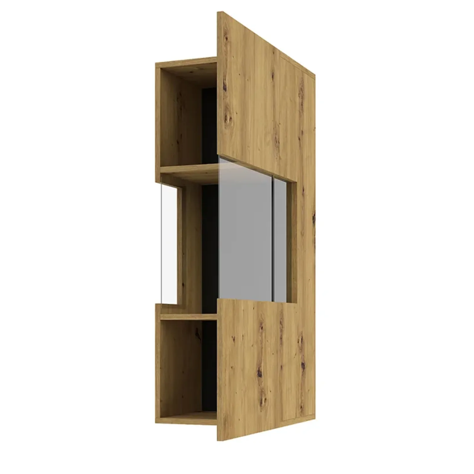 Vetrina sospesa 36x95h cm da parete rovere nero Fusion