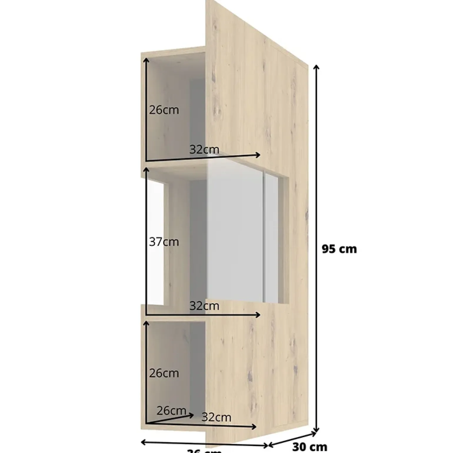 Vetrina sospesa 36x95h cm da parete rovere nero Fusion