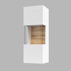 Vetrina sospesa 36x95h cm da parete bianco rovere Fusion