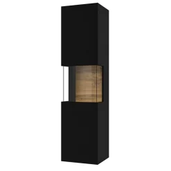 Vetrina sospesa 36x140h cm da parete nero rovere Fusion