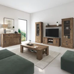 Vetrina 73x204h cm 1 anta 2 cassetti soggiorno noce nero Islen