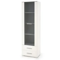 Vetrina 60x200h cm 1 anta 2 cassetti bianco opaco e lucido Viki