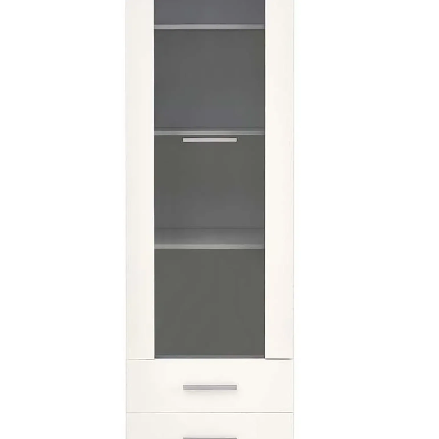 Vetrina 60x200h cm 1 anta 2 cassetti bianco opaco e lucido Viki