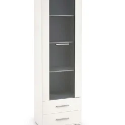 Vetrina 60x200h cm 1 anta 2 cassetti bianco opaco e lucido Viki