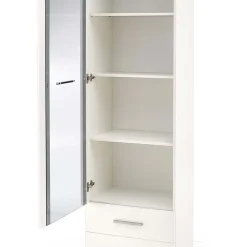 Vetrina 60x200h cm 1 anta 2 cassetti bianco opaco e lucido Viki