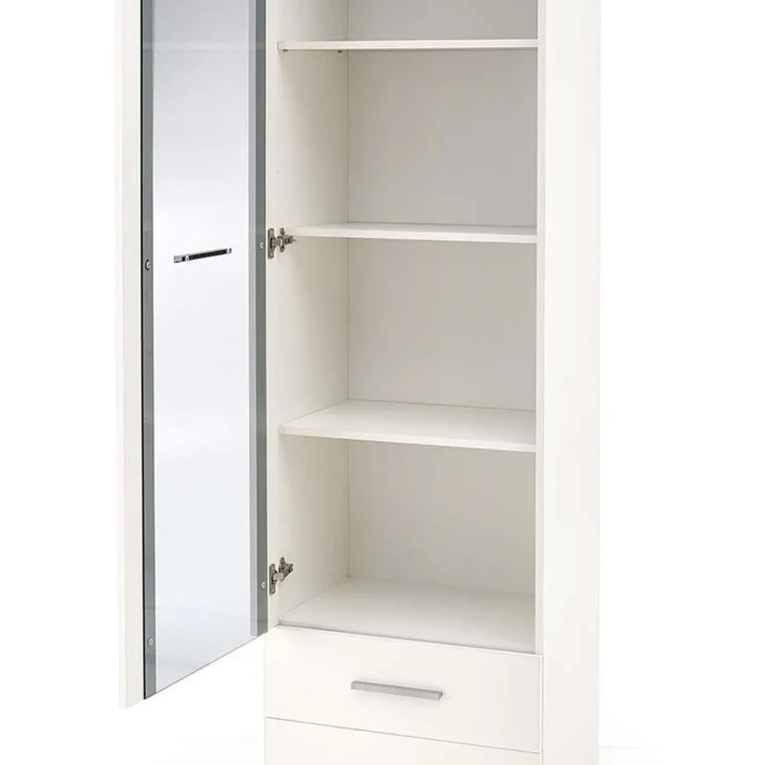 Vetrina 60x200h cm 1 anta 2 cassetti bianco opaco e lucido Viki
