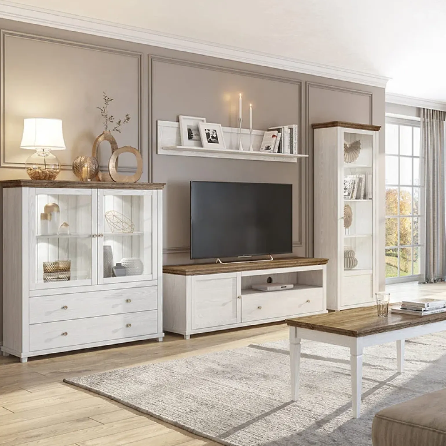 Vetrina 71x200h cm 1 anta destra bianco frassinato rovere Texel